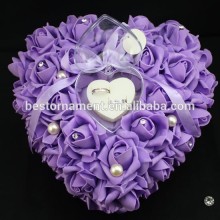 Romantic white Rose Heart Shaped gift Ring Pillow