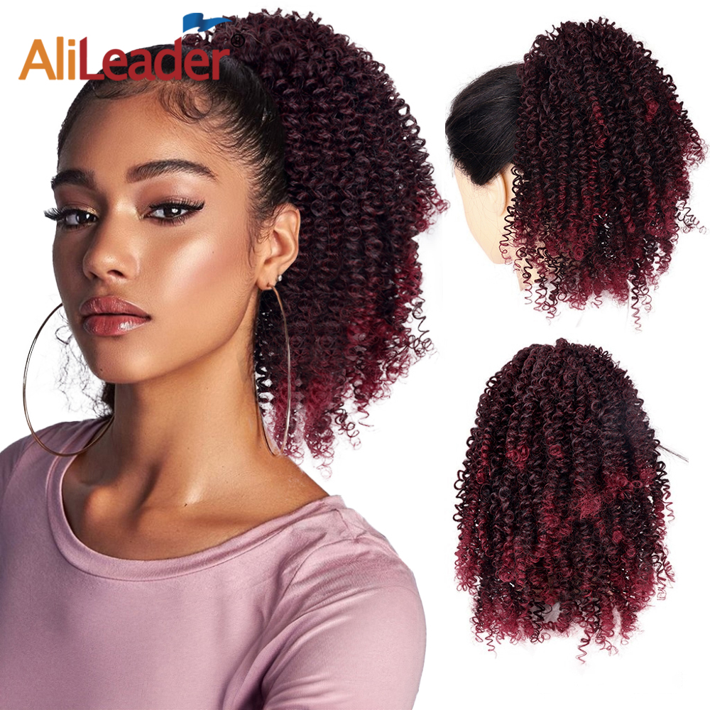 Alileader Wholesale 90g Dreadlock Puff 9.8inch Kinky Curly Hair Short Wholesale Drawstring Afro Ponytail Extension
