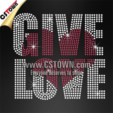 Give Love with Heart Shape Inside Custom Heat Rhinestone Transfer