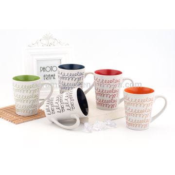 White Coated coffee mug , custom coffee mugs, ceramic mug with handle
