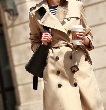 Classic Lapel Overcoat Belted Slim Trenchcoat