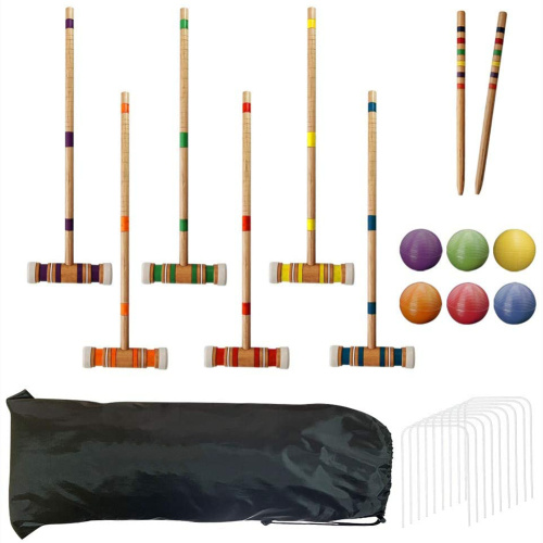 Upgrade Six Player Croquet Set for Kids Family with Carrying Bag