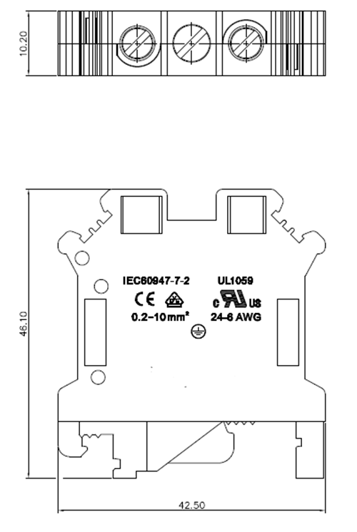 10mm2 Grounding Screw Terminal Block