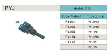 Pyj Type Plastic Material Quick Connector Pneumatic One Touch-in Tube Fittings