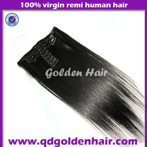 Golden Hair High Quality 100% Human Hair Clip in hair Extension