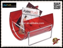 Modern unique durable half bowl shape colorful magazine rack office furniture