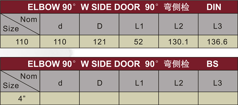 Din Drainage Upvc Elbow90° Side Door Grey Color