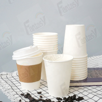 Disposable Double Wall Paper Coffee Cup with Lids