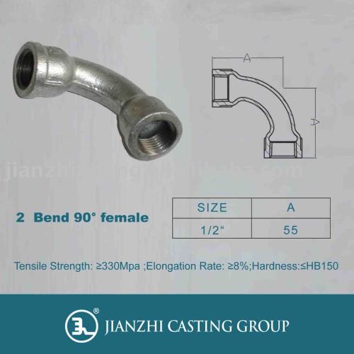 malleble iron pipe fittings-Male and female long sweep bends