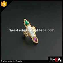2016 wholesale design fashion boho natural stone 18k gold color ring jewelry