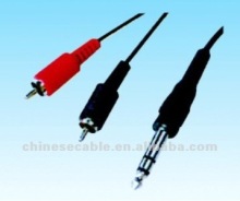 ROHS Compliant 6.35mm 2 RAC Male Stereo Extension AV Out Cable