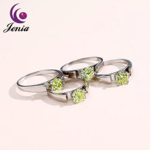 Jenia Wholesale Jewelry Women Rings Green Zircon Copper Rings For Women