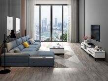 Corner Sofa Linen Blue Gray