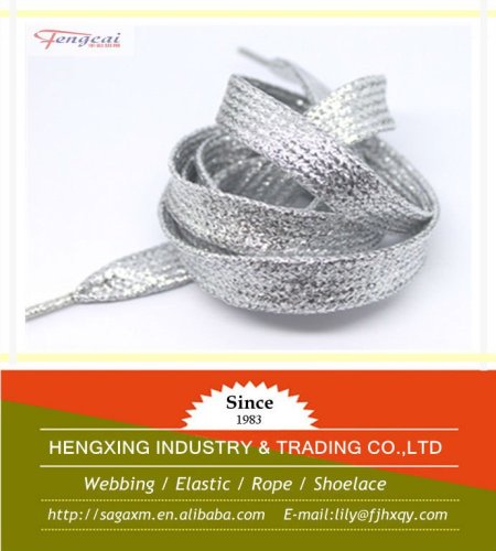3/8 inch silver metallic shoe lace