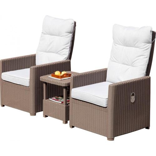 Round rattan adjustable back sofa set