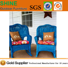 Rattan Wicker Outdoor Garden Rocking Chair wholesale 2016 new itews Rattan Wicker Blue cane mateirl