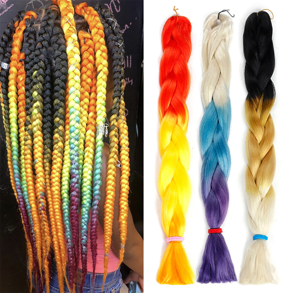 Synthetic Hair 41 Inches 165g Crochet Hair Black Brown Pink Long Jumbo Braid Crochet X pression ombre Braiding Hair