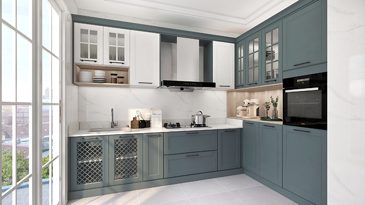 Latest small kitchen blue european kitchen cabinet 