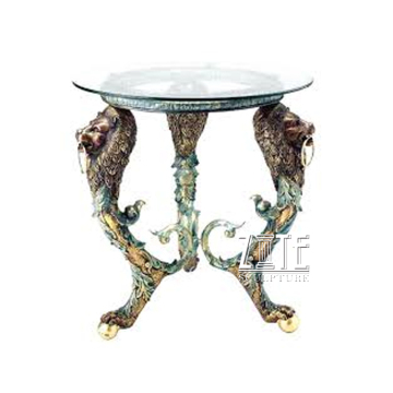 Antique casting bronze lion head table base