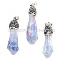 Jewelry making materials raw Crystal Arrow Head Irregular Point turkish quartz druzy & Rhinestone Necklace pendant