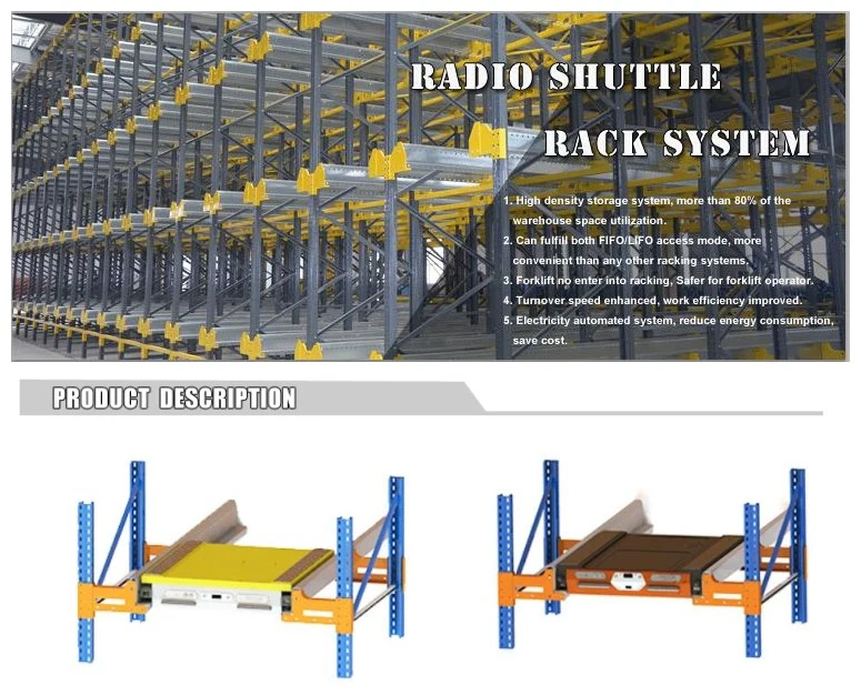 Gty High Density Automatic Remote Radio Shuttle Storage Racks System Pallet Runner