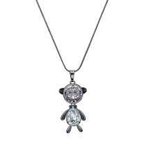 Jenia Hot Sale Jewelry Sweater Chain Crystal Monkey Pendant Necklace For Lady