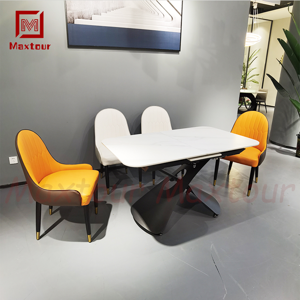 Modern Extendable Rectangular Dining Table Small Apartment Functional Table Set Home Office Dining Metal Kitchen Hotel Use