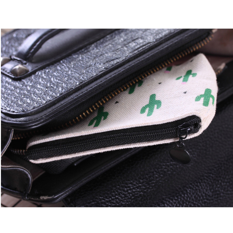 Custom printing high quality canvas material coin purse change purse coin case