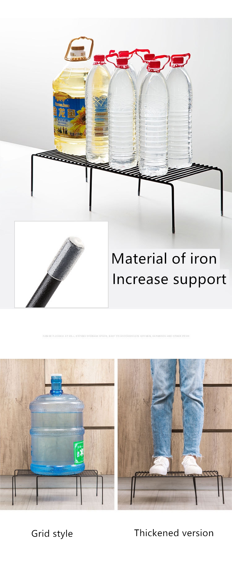 Çift Katlı Geri Çekilebilir Demir Mutfak Rafları Double Tiers Retractable Iron Kitchen Shelves