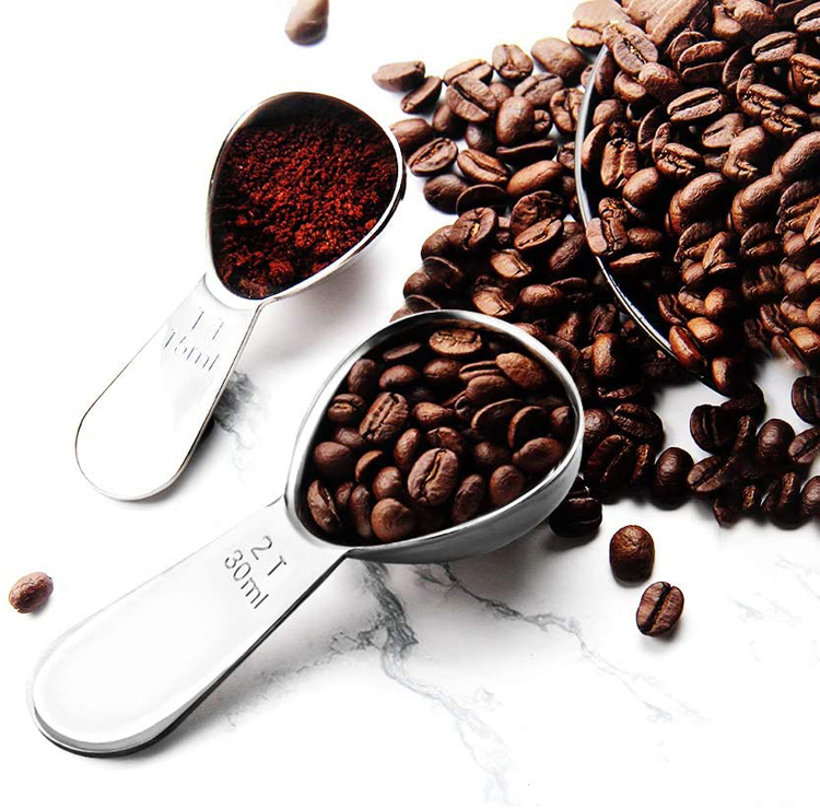 Yuming Factory Custom 1T 15ML / 2T bsp 30ML Short Handle Scoops 18/8 Stainless Steel Tea Milk Coffee Measuring Spoons