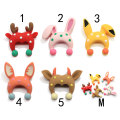 100 unids / lote Kawaii dibujos animados Animal sombrero Flatback resina cabujones 20 * 24 MM resina Animal sombrero artesanía joyería haciendo hallazgos