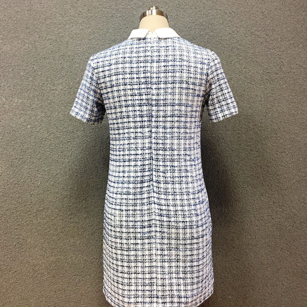 Women's polyester yarn dyed short sleeves dress