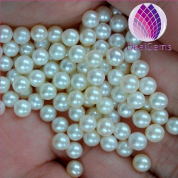 Wholesale white loose freshwater round pearl 5--5.5mm no hole loose pearl for jewelry necklace