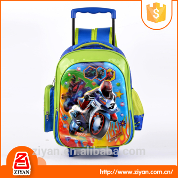 3D school trolley wheel bags for boys