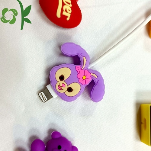 Charger USB Cable Clip Protector Custom Cartoon Design Silicone Charger Wire Cable Protector Manufactory