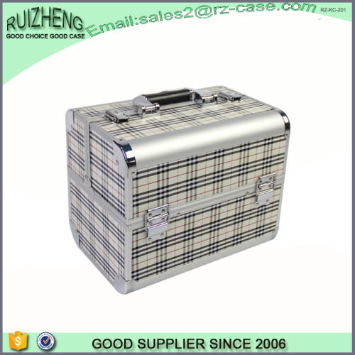 Wholesale aluminum frame leather makeup case, cosmetic case