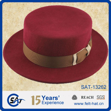 red pure smooth wool felt top hat