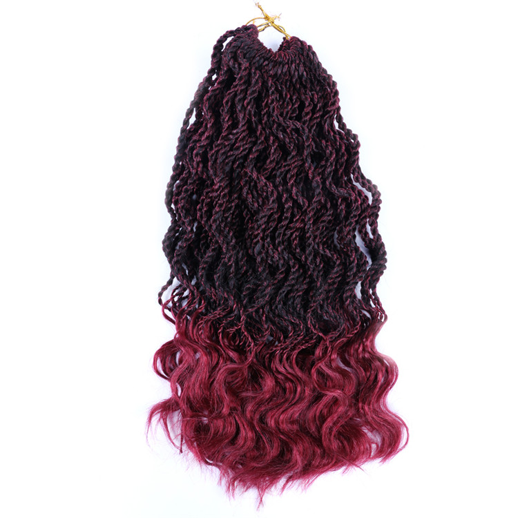 Wavy Senegalese Twist Braids Crochet Hair with Loose Curl Ends Twist Braid Hair Extension14inch 35 Strands