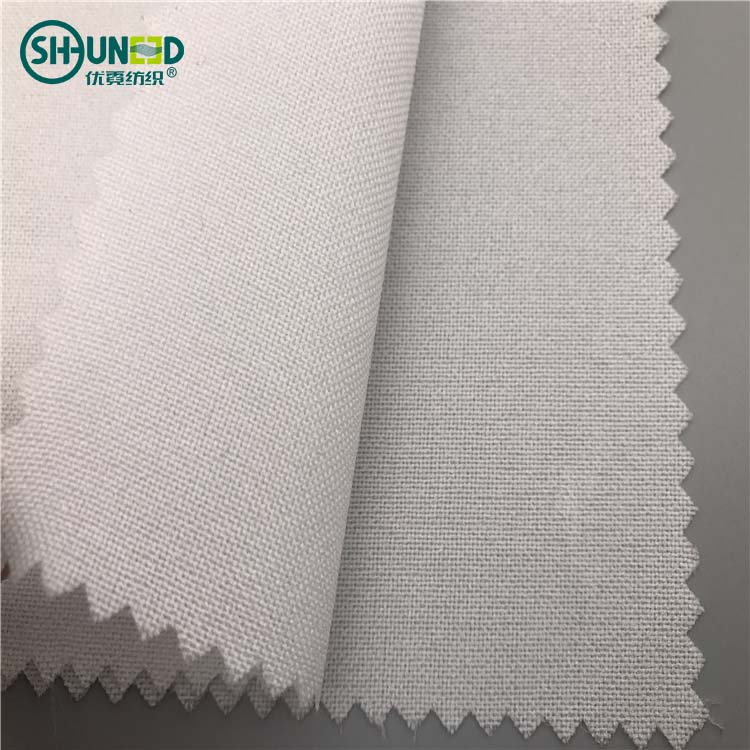 Woven Fusible Interfacing Interlining Fusing Buckram Fabric Double Dot Pa Coating Bi-stretch 100% Polyester for Facing and Lapel