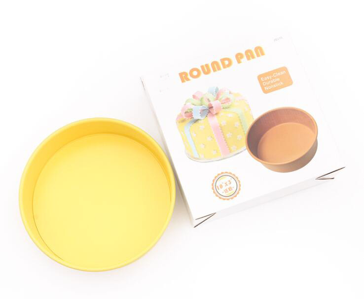 Moule à gâteau rond antiadhésif en acier au carbone de 10 pi avec fond amovible - jaune (10) 10' Carbon Steel Non-Stick Round Cake Pan With Removable Bottom -Yellow (10)