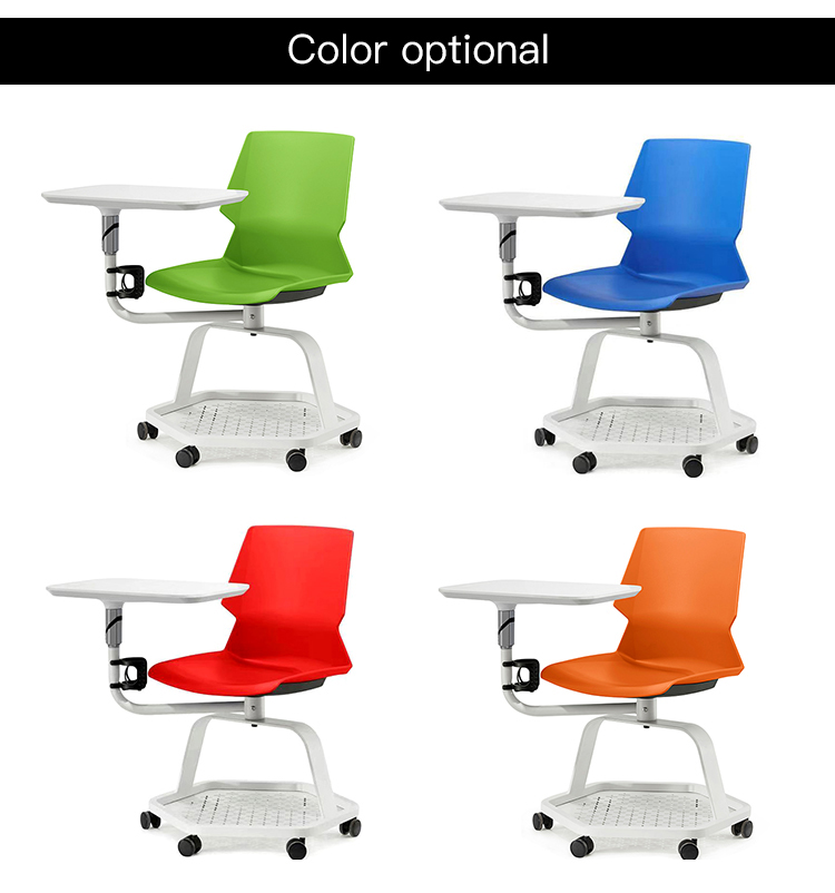 New Style Colorful Plastic Stuff Office Training Chair With Table