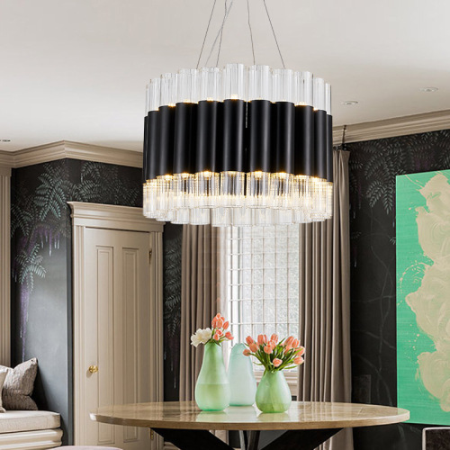 LEDER Glass Crystal Hanging Chandelier