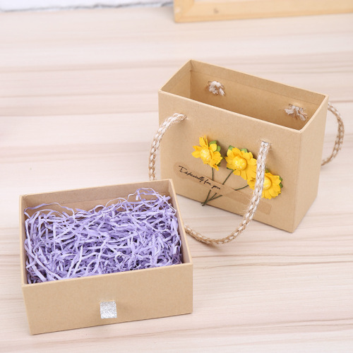 Återvunnet Kraft Paper Drawer Present Box Rope Handle
