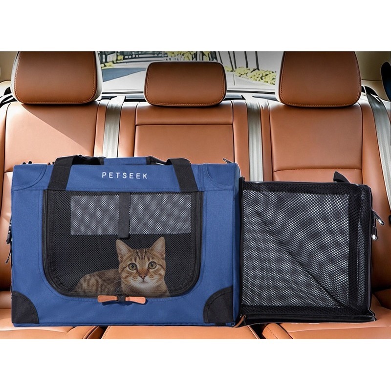 Foldable Oxford Car Dog Crate Expandable Pet Car Seat Travel Carrier