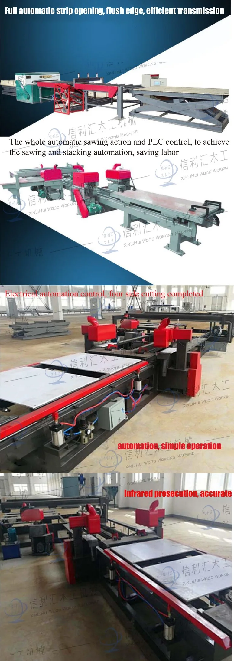 Automatic Four Side L&T Edge Trim Saw Machine for OSB/Wood Panel Saw Machine Used for Trimming The Four Rough Edges of Wooden Sheet