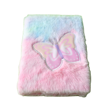 Kawaii A5 Diary: Pink Butterfly Embroidered Fluffy Notebook
