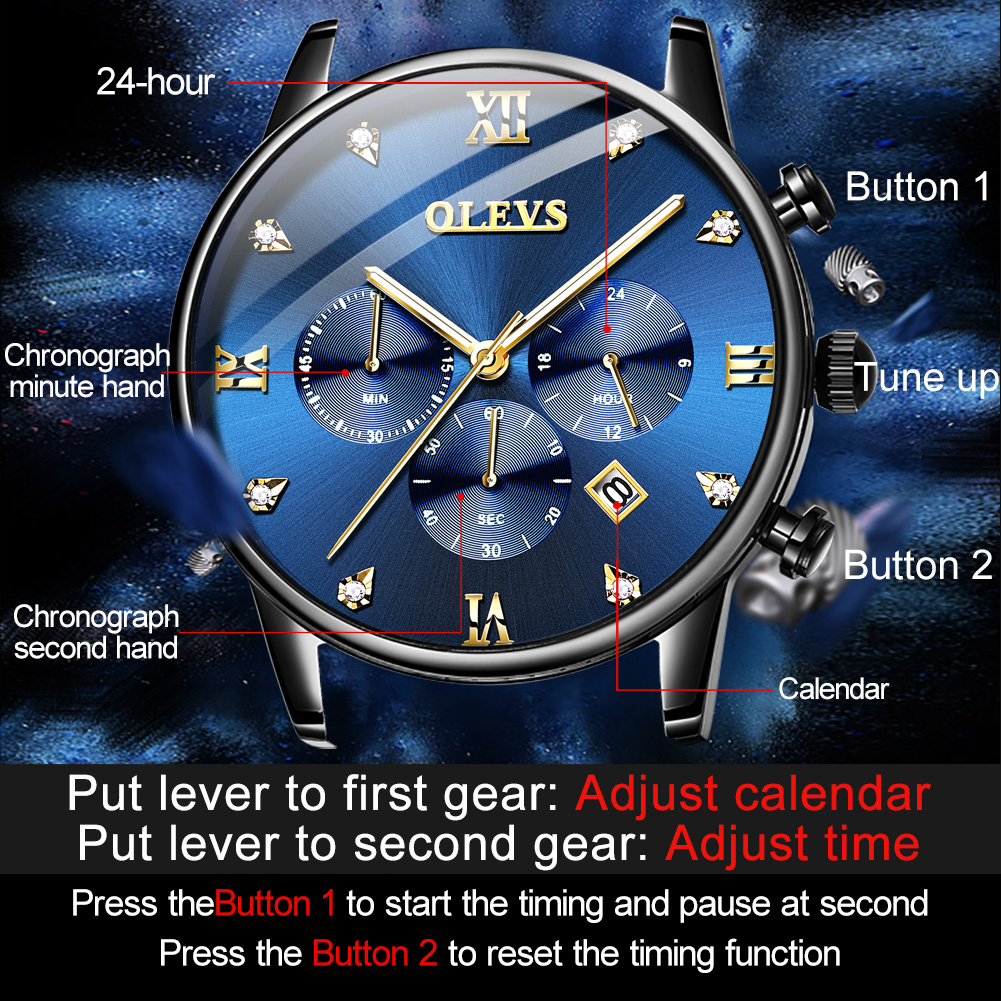 Men Luxury Watch OLEVS Brand Quartz Fashion Business WristWatch OEM with Steel Band Chronograph Waterproof Watches Men Wrist