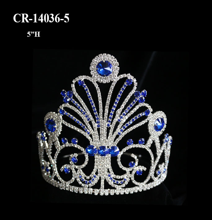 2018 Blue Rhinestone Big Pageant Crown