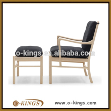 oak wood frame soft armchair and foot stool set