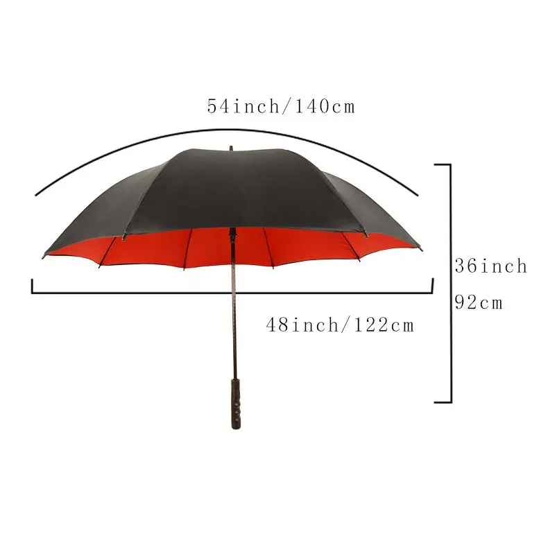 Customized Logo Print Fiberglass Straight Red Double Layer Windproof Travel Golf Umbrella